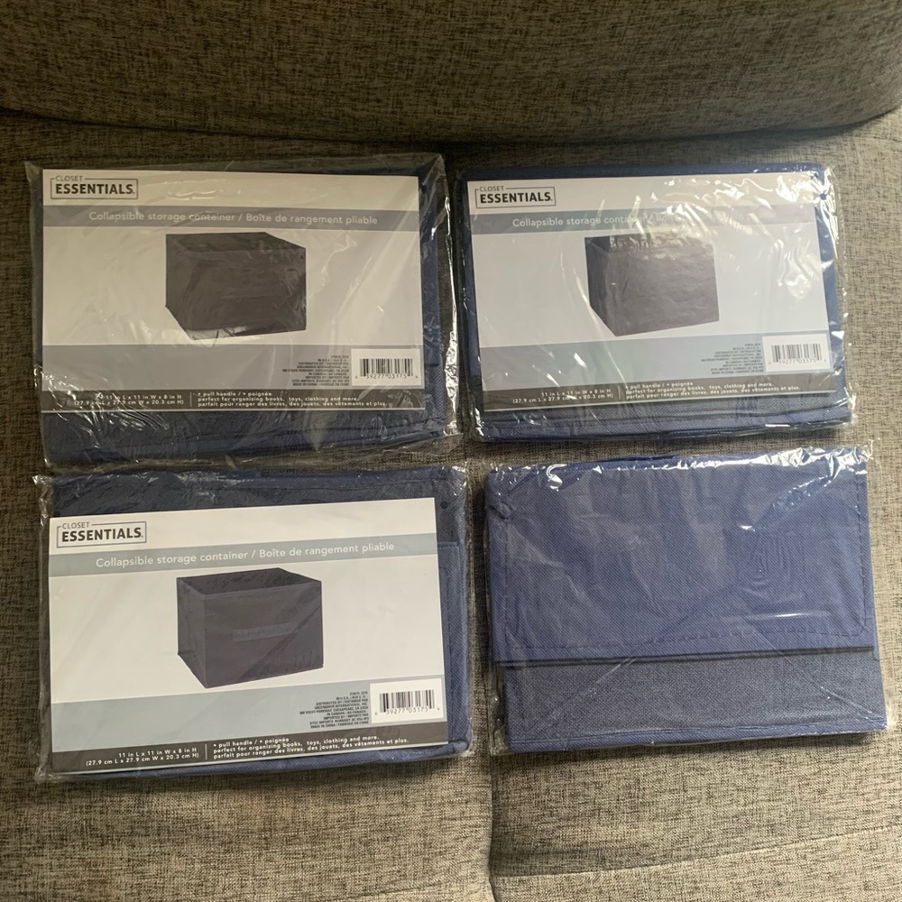 Closet Essentials Collapsible Storage Container Blue Lots of 4